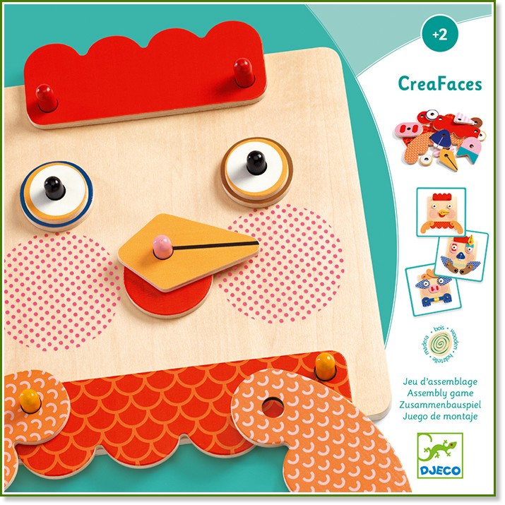 Направи животни - CreaFaces - Дървена детска играчка - играчка