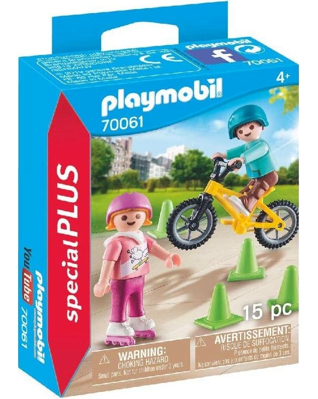 Playmobil Special Plus - Деца с ролери и велосипед - фигури