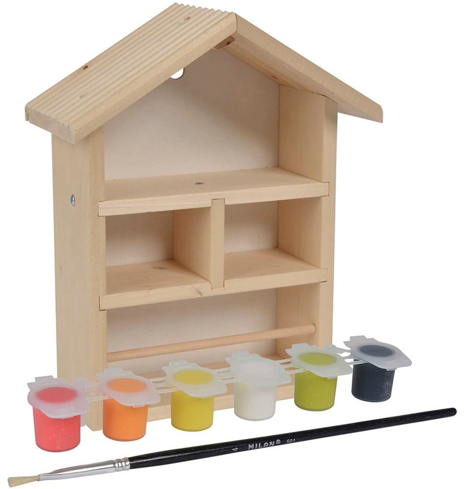 Направи сам - Дървена къщичка за пчелички - Творчески комплект за игра - творчески комплект
