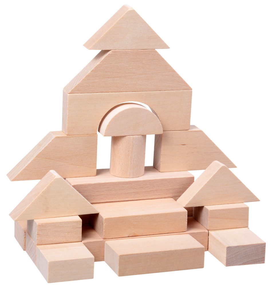 Детски дървен конструктор - Комплект от 22 елемента - играчка
