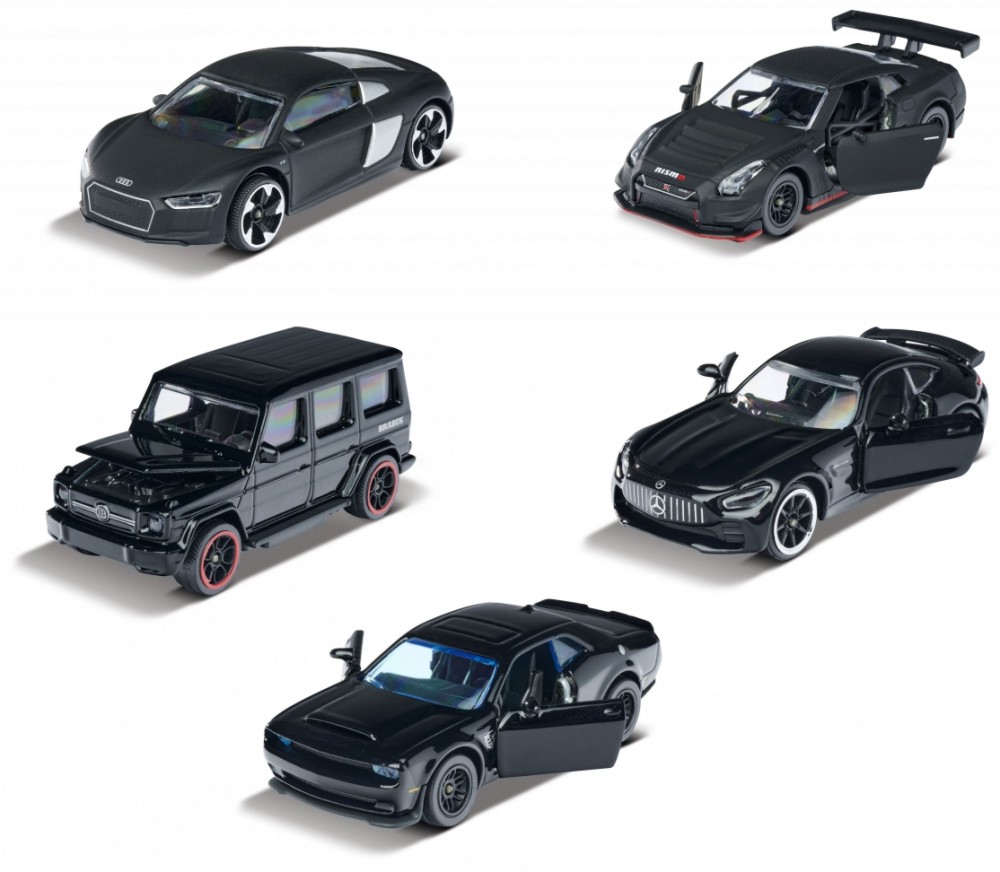 5 метални колички Majorette Black Edition - играчка