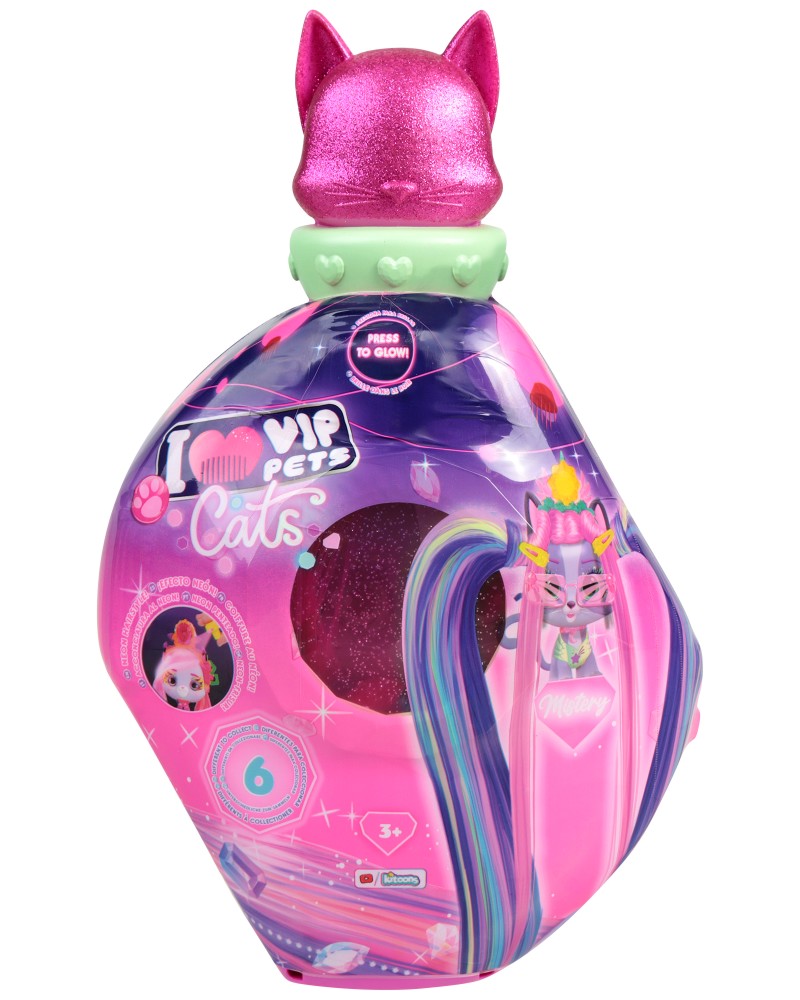 Модно коте за прически с 10 изненади - IMC Toys Модно коте за прически с 10 изненади - IMC Toys - От серията Vip Pets - играчка
