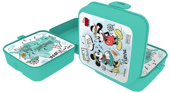 Кутия за храна - Мики и Мини Маус - Детски аксесоар с 2 отделения - кутия за храна