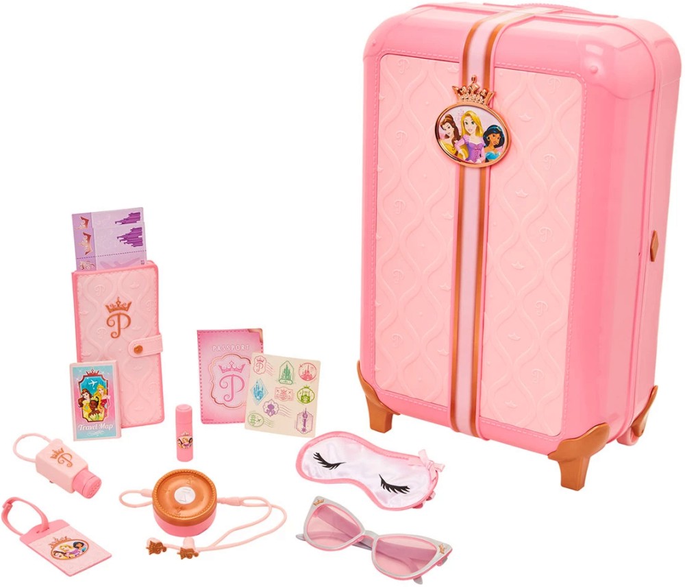 Детски куфар за багаж Jakks Pacific inc - С аксесоари от серията Принцесите на Дисни - играчка