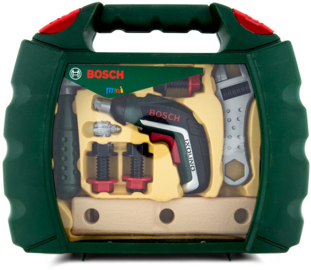 Детски винтоверт в куфарче Klein - Bosch Ixolino - С аксесоари от серията Bosch-mini - играчка