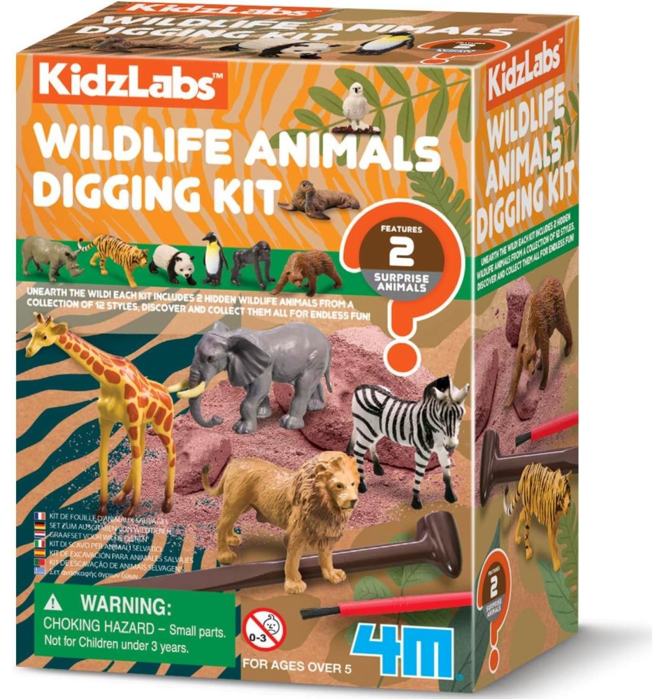 Изкопай и намери Диви животни - 4M Изкопай и намери Диви животни - 4M - Две фигурки изненада от серията Kidz Labs - фигури
