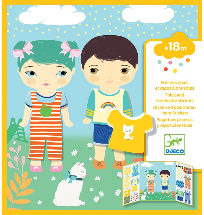 Многократни стикери Djeco - Облечи момичето и момчето - Творчески комплект - творчески комплект