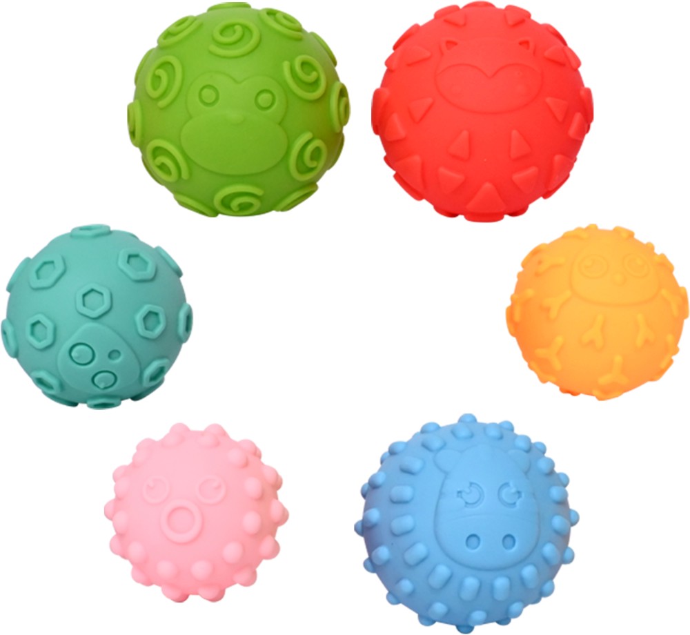 Цветни релефни топки - Комплект от 6 броя - играчка