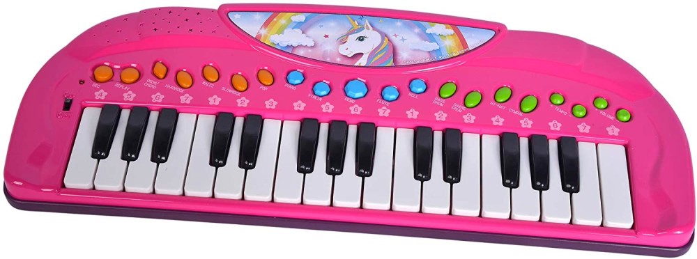 Електронен синтезатор с 32 клавиша Simba - Еднорог - Детски музикален инструмент - играчка