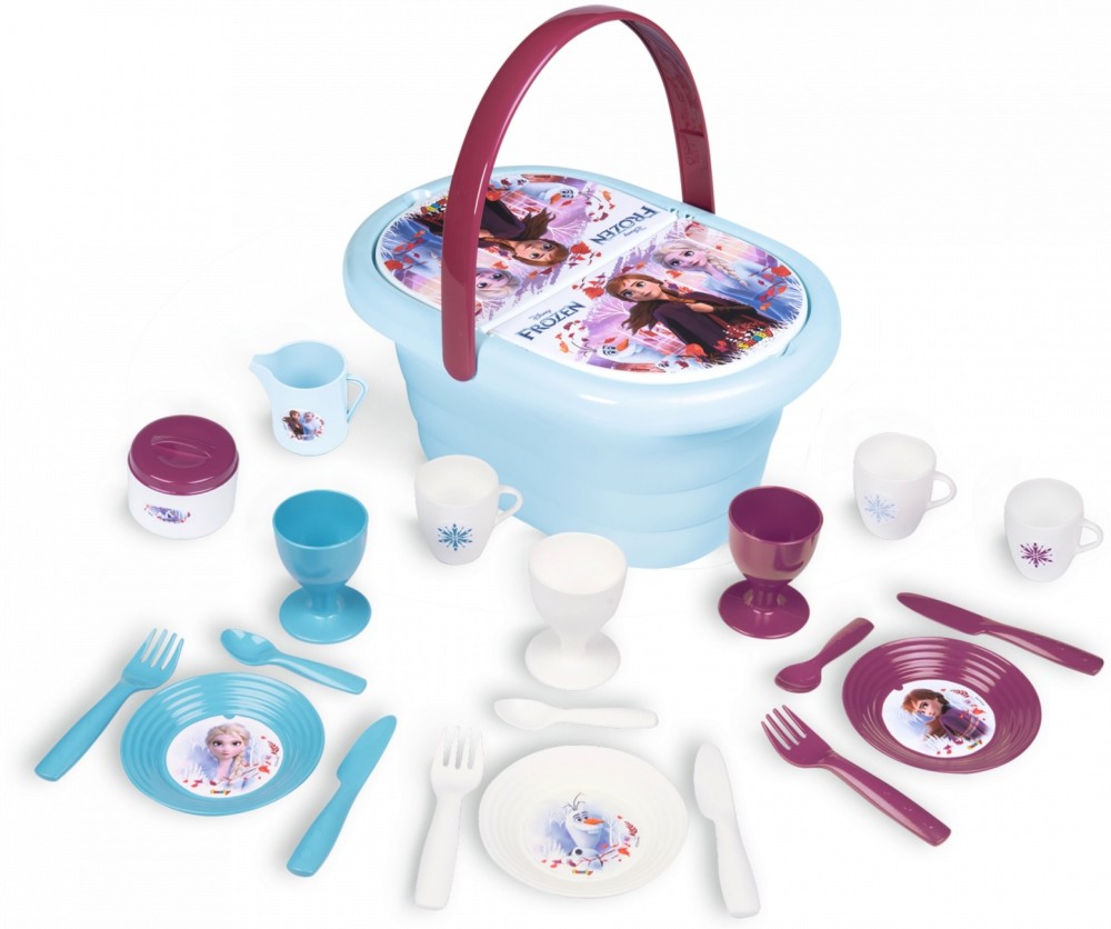 Детска кошница за пикник Smoby - Елза и Анна - С аксесоари от серията Замръзналото кралство - играчка