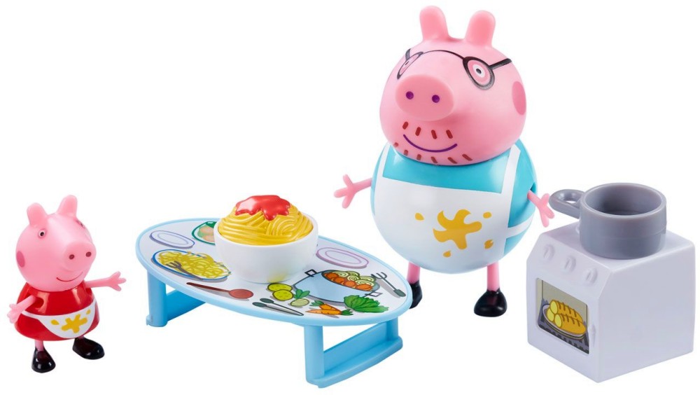 Фигурки за игра - Татко Праско и Пепа в кухнята - От серията Peppa Pig - фигури