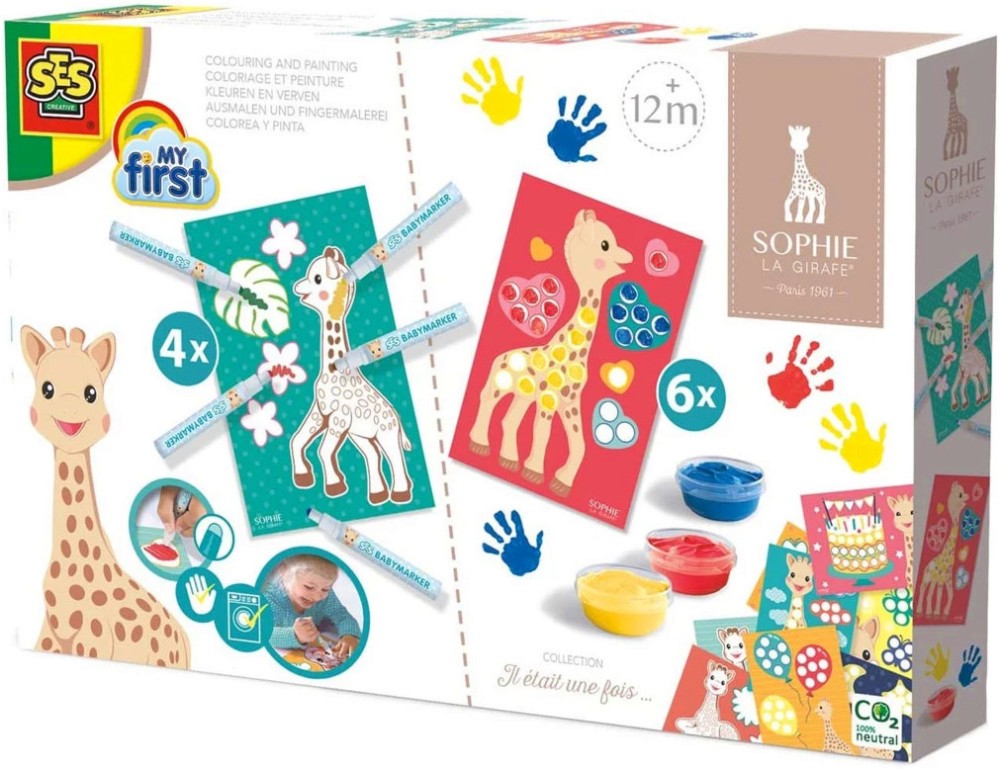 Оцветявай и рисувай Жирафчето Софи - SES Creative Оцветявай и рисувай Жирафчето Софи - SES Creative - От серията My First - творчески комплект
