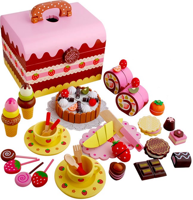 Детски дървен сервиз за чай Детски дървен сервиз за чай - От 59 части - играчка