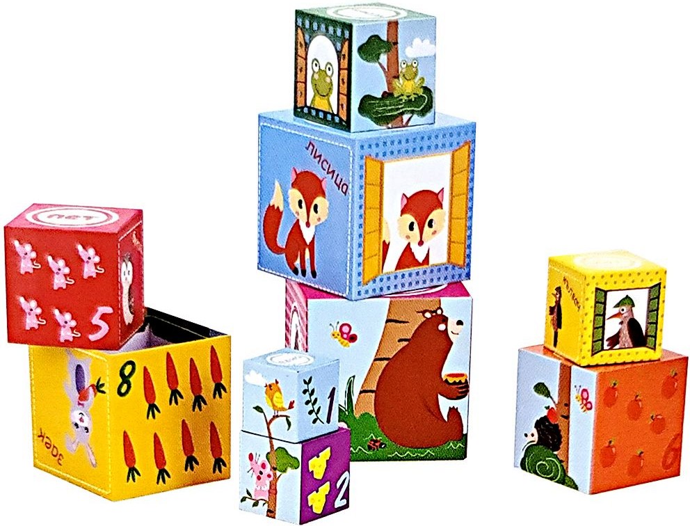 Картонени кубчета Весели животни - Tini Toys Картонени кубчета Весели животни - Tini Toys - играчка