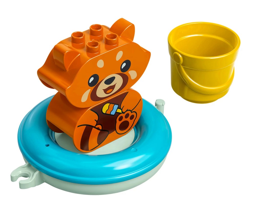 LEGO Duplo - Забавления в банята: Плаваща червена панда - Детски конструктор - играчка