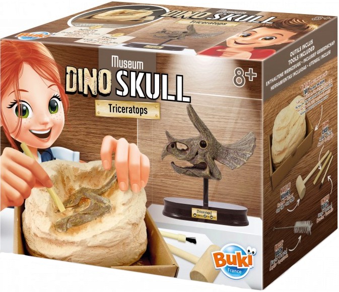 Изкопай череп на динозавър Buki France - Трицератопс - От серията Dino Skull - образователен комплект
