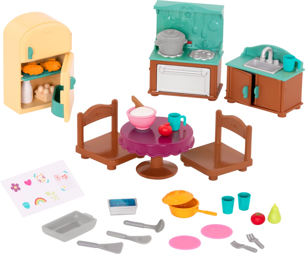 Обзавеждане за куклена къща Battat - Кухня - От серията Lil Woodzeez - играчка