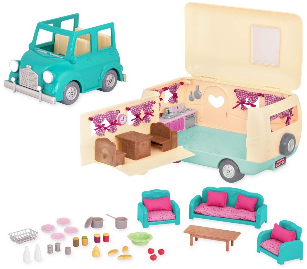 Автомобил с каравана Battat - Ресторант за бързо хранене - От серията Lil Woodzeez - играчка