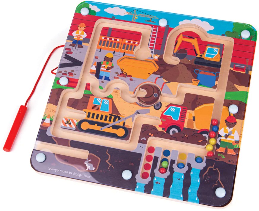 Дървен магнитен лабиринт Bigjigs Toys - Строителство - Детска играчка - играчка