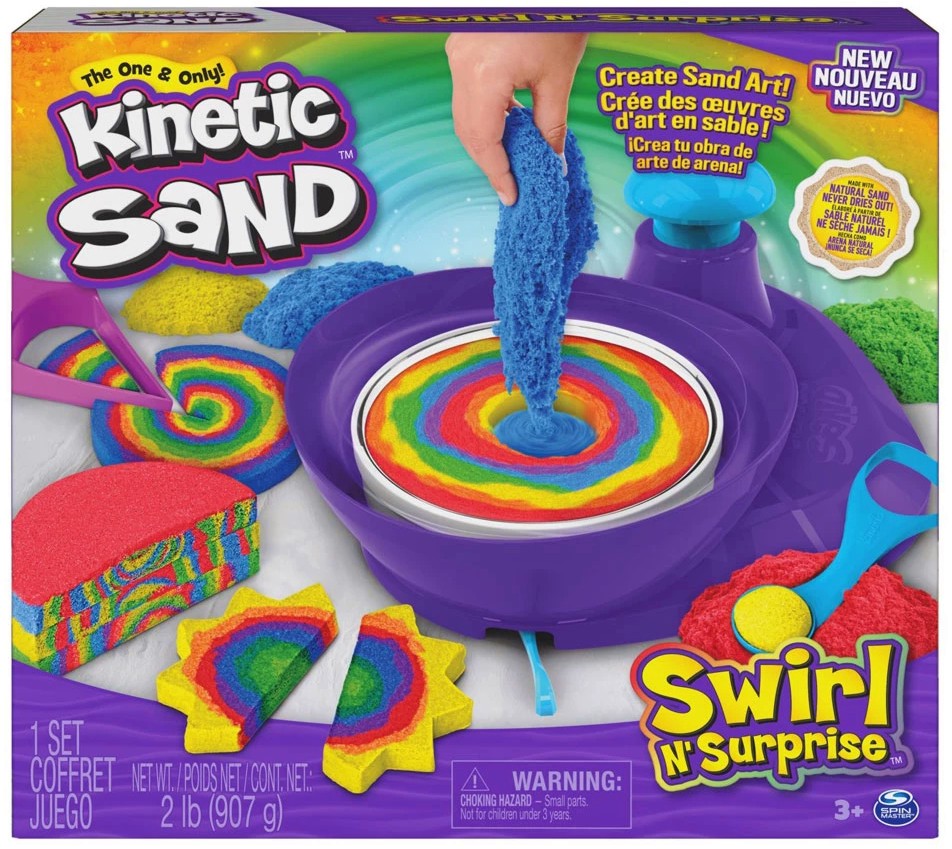 Кинетичен пясък Spin Master - Завърти и се изненадай - Творчески комплект от серията Kinetic Sand - творчески комплект