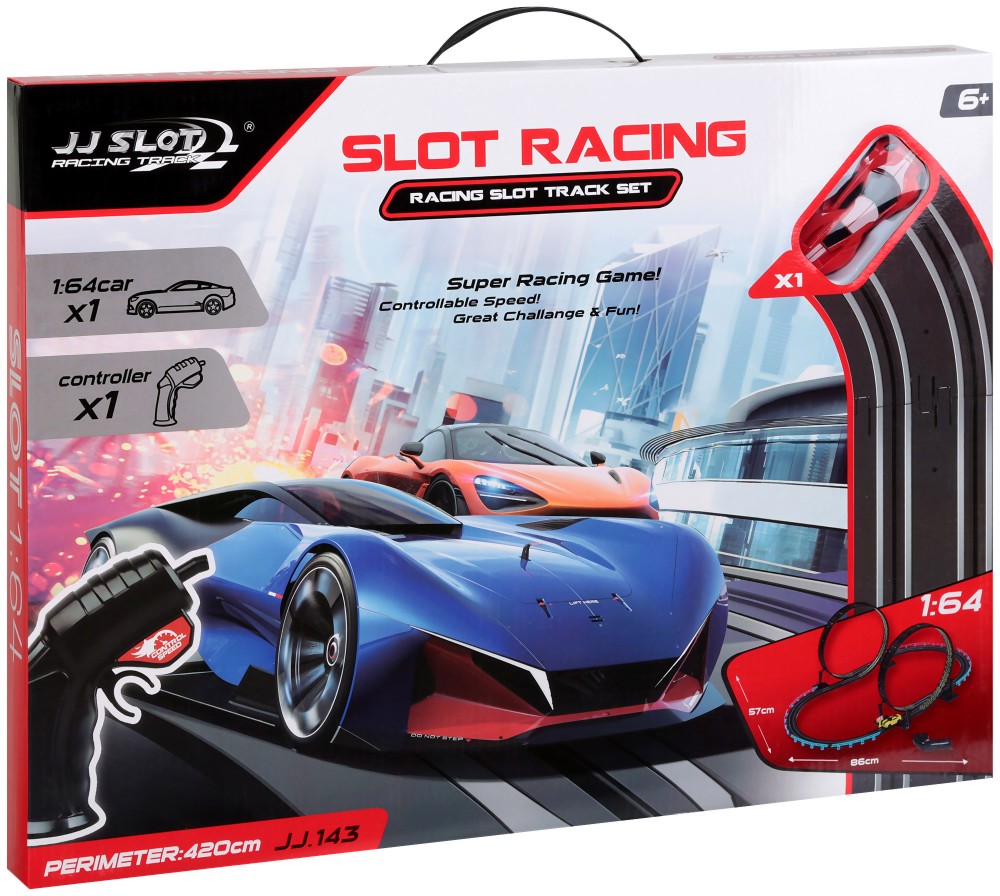 Състезателна писта с кола и дистанционно JJ Slot Track - играчка