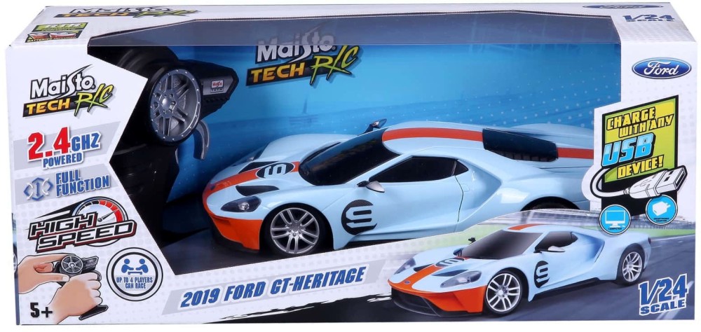 Кола с дистанционно Maisto Tech - Ford GT-Heritage 2019 - количка