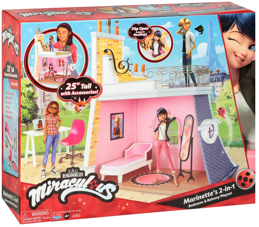 Къщата на Маринет - Playmates Къщата на Маринет - Playmates - С височина 63.5 cm и обзавеждане, на тема Miraculous - играчка
