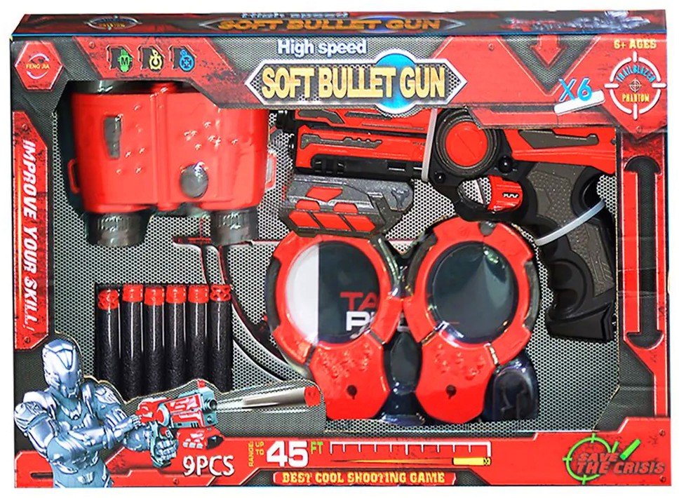 Детски пистолет - Soft Bullet Gun - С бинокъл, белезници и меки стрелички - играчка