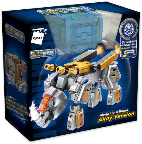 Куб механично чудовище Qman - Мега носорог - Конструктор от 162 части, от серията Cube of Beasts - играчка