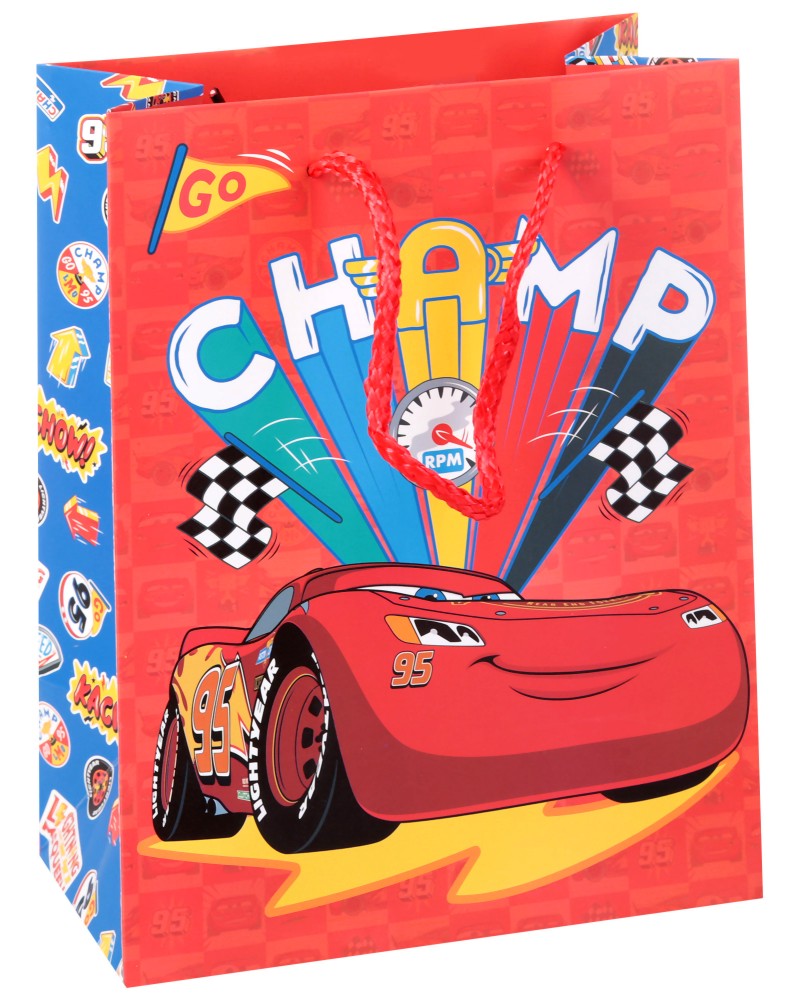 Подаръчна торбичка Светкавицата МакКуин - Unic Art Подаръчна торбичка Светкавицата МакКуин - Unic Art - С размери 18 / 23 / 11 cm на тема Колите - продукт