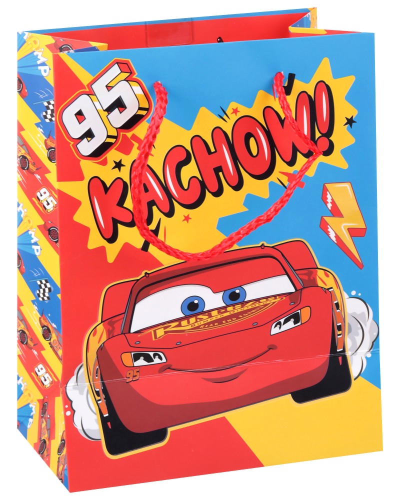 Подаръчна торбичка Светкавицата МакКуин - Unic Art Подаръчна торбичка Светкавицата МакКуин - Unic Art - С размери 18 / 23 / 11 cm на тема Колите - продукт