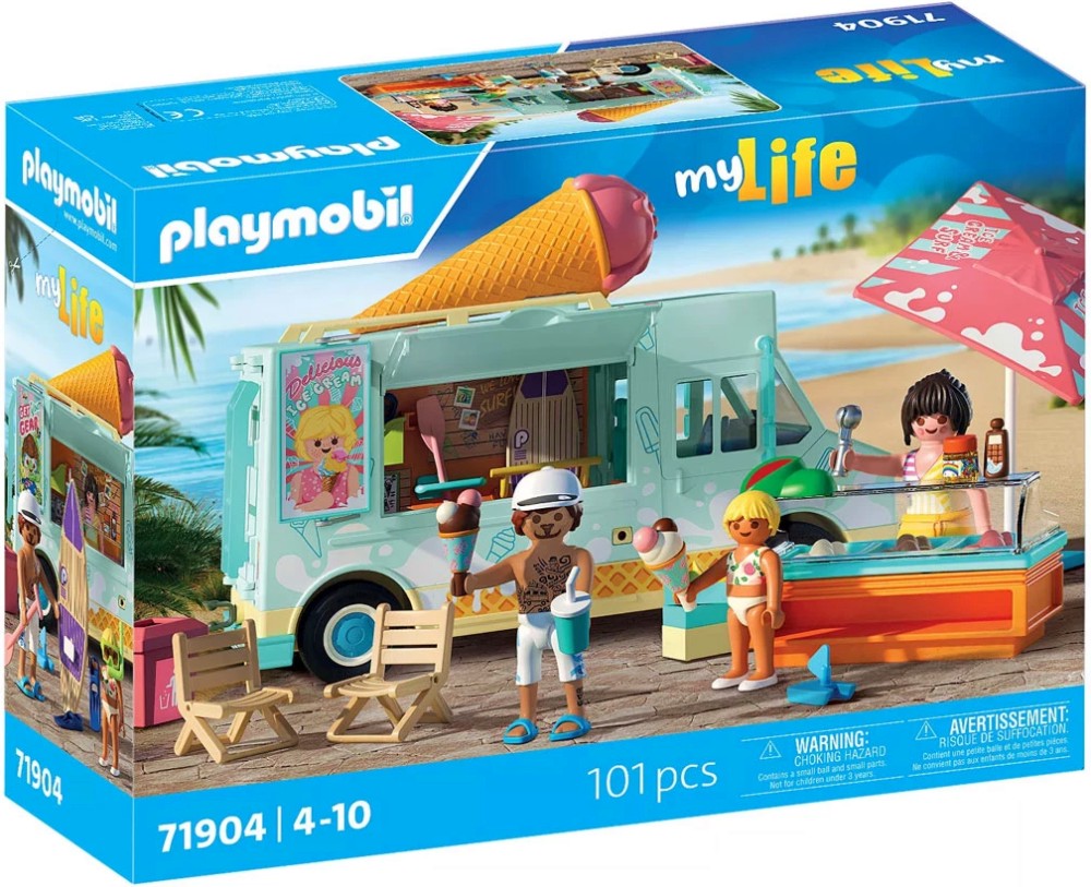 Playmobil My Life - Кола за сладолед със сърф магазин Playmobil My Life - Кола за сладолед със сърф магазин - играчка