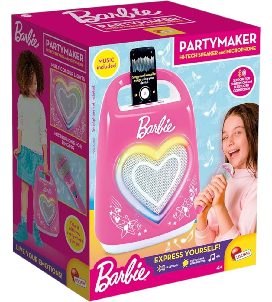 Комплект Bluetooth колона с микрофон - Lisciani Giochi Комплект Bluetooth колона с микрофон - Lisciani Giochi - На тема Barbie - играчка