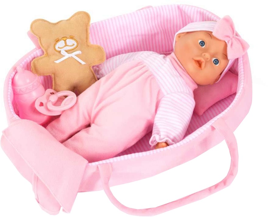 Кукла бебе с легло - Bayer Design Кукла бебе с легло - Bayer Design - С височина 28 cm - кукла