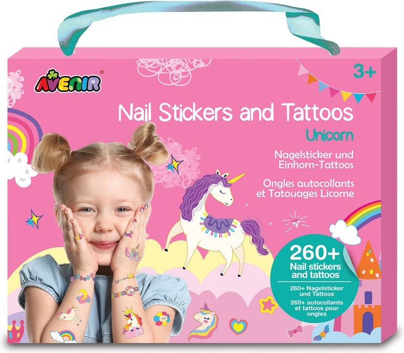 Детски татуировки и стикери за нокти Еднорози - Avenir Детски татуировки и стикери за нокти Еднорози - Avenir - Творчески комплект - творчески комплект