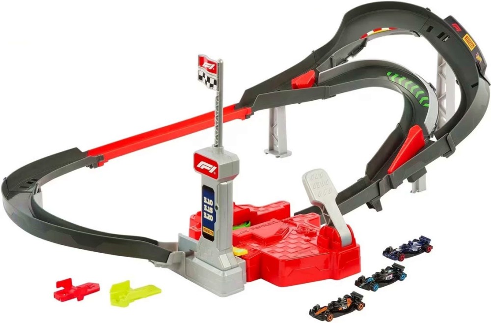 Състезателна писта с колички Формула 1 - Mattel Състезателна писта с колички Формула 1 - Mattel - От серията Hot Wheels - играчка