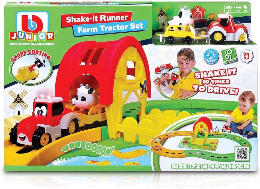 Писта с трактор Shake-it Runner - Bburago Писта с трактор Shake-it Runner - Bburago - Със светлина, от серията Junior - играчка