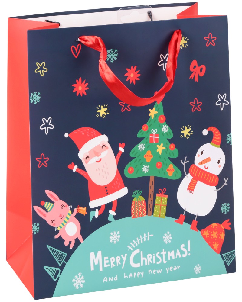 Подаръчна торбичка Дядо Коледа и приятели - Unic Art Подаръчна торбичка Дядо Коледа и приятели - Unic Art - С размери 26 / 32 / 14 cm - продукт