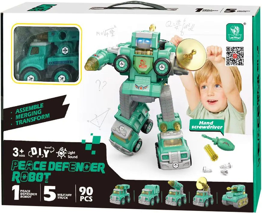 Конструктор Робот Peace Defender Robot 5 в 1 Конструктор Робот Peace Defender Robot 5 в 1 - Със звук и светлина - играчка