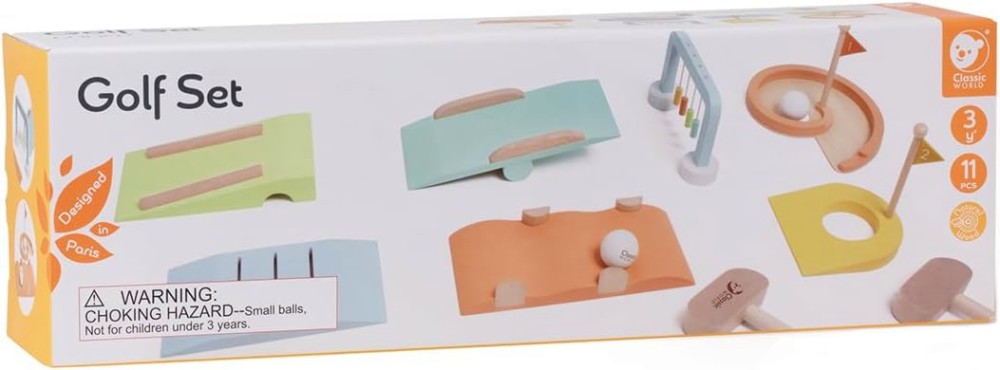 Мини голф Classic World Мини голф Classic World - Детски дървен комплект за игра - играчка