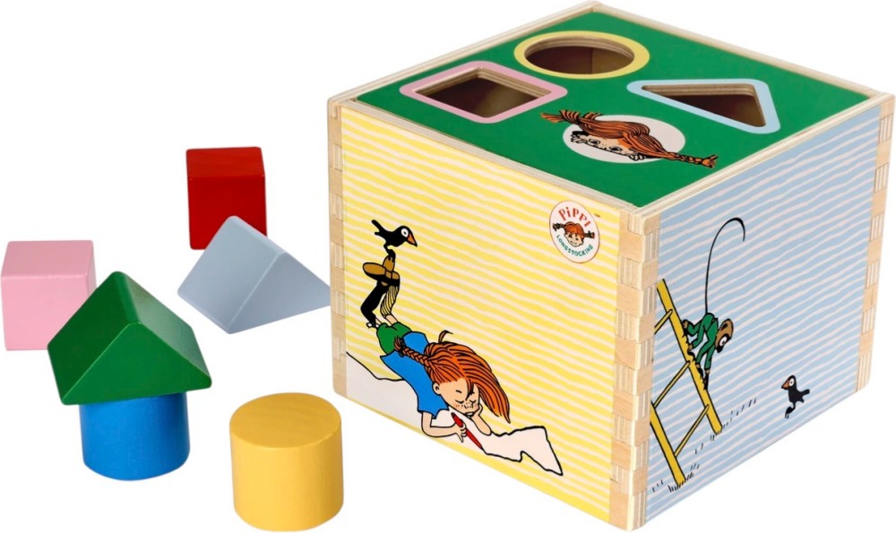 Дървен сортер - Micki Дървен сортер - Micki - На тема Пипи Дългото чорапче - играчка