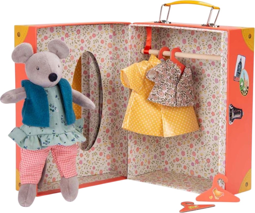 Детско куфарче с плюшено мишле Нини - Moulin Roty Детско куфарче с плюшено мишле Нини - Moulin Roty - играчка