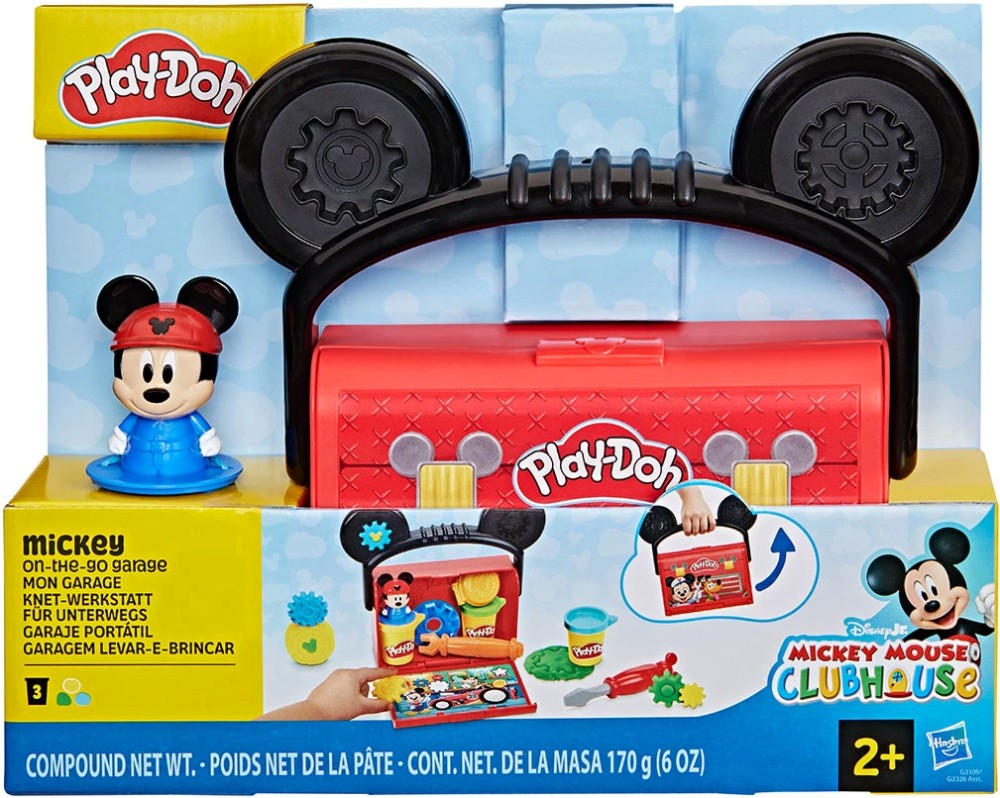 Комплект с моделин Гараж за игра в движение - Play-Doh Комплект с моделин Гараж за игра в движение - Play-Doh - Творчески комплект на тема Мики Маус и приятели - творчески комплект