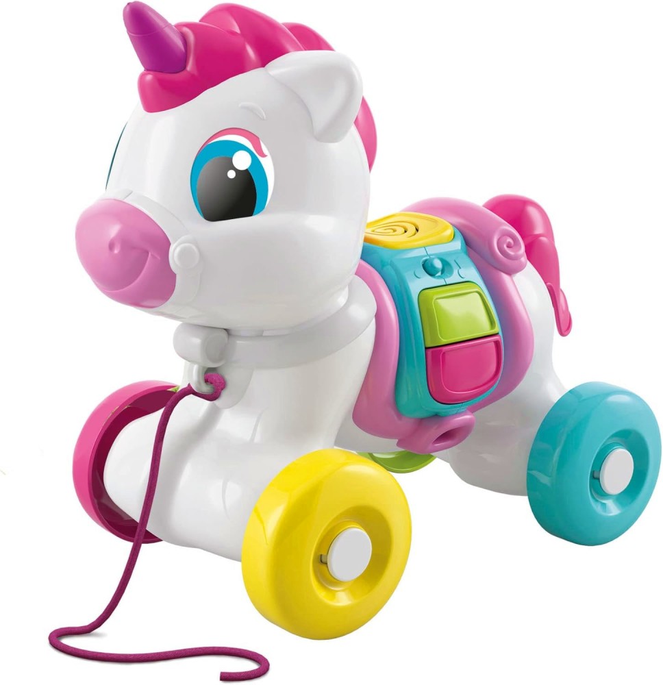 Музикална играчка за дърпане Еднорог - Clementoni Музикална играчка за дърпане Еднорог - Clementoni - Със звук, от серията Baby - играчка