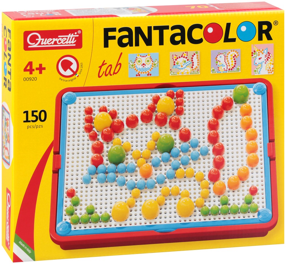 Мозайка Quercetti - Fantacolor - Със 160 цветни кабърчета - играчка
