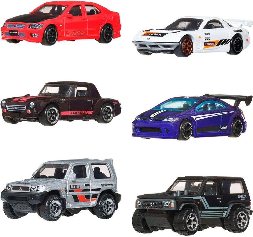 Метални колички Silver Series Япония - Mattel Метални колички Silver Series Япония - Mattel - 6 колички, от серията Hot Wheels - играчка