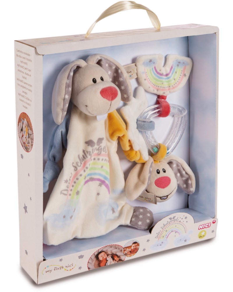 Кърпа за гушкане Бъни - NICI Кърпа за гушкане Бъни - NICI - С дрънкалка, от серията My first NICI - играчка