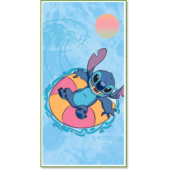 Детска плажна кърпа Stitch Sea Детска плажна кърпа Stitch Sea - 70 x 140 cm, 100% памук, на тема на тема Лило и Стич - играчка