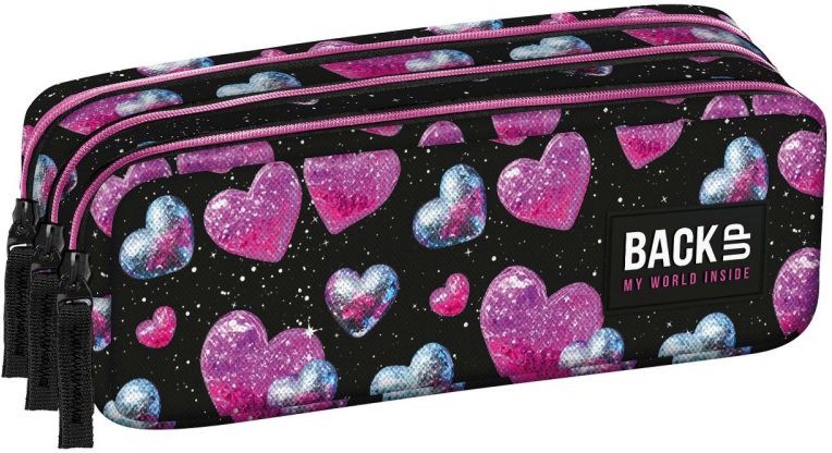 Ученически несесер BackUp G 32 Ученически несесер BackUp G 32 - С 3 отделения от серията Glitter Hearts - несесер