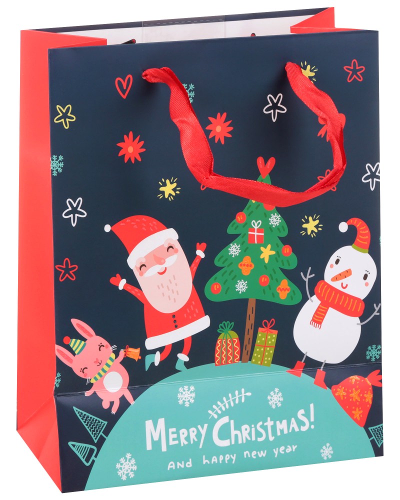 Подаръчна торбичка Дядо Коледа и приятели - Unic Art Подаръчна торбичка Дядо Коледа и приятели - Unic Art - С размери 18 / 23 / 10 cm - продукт